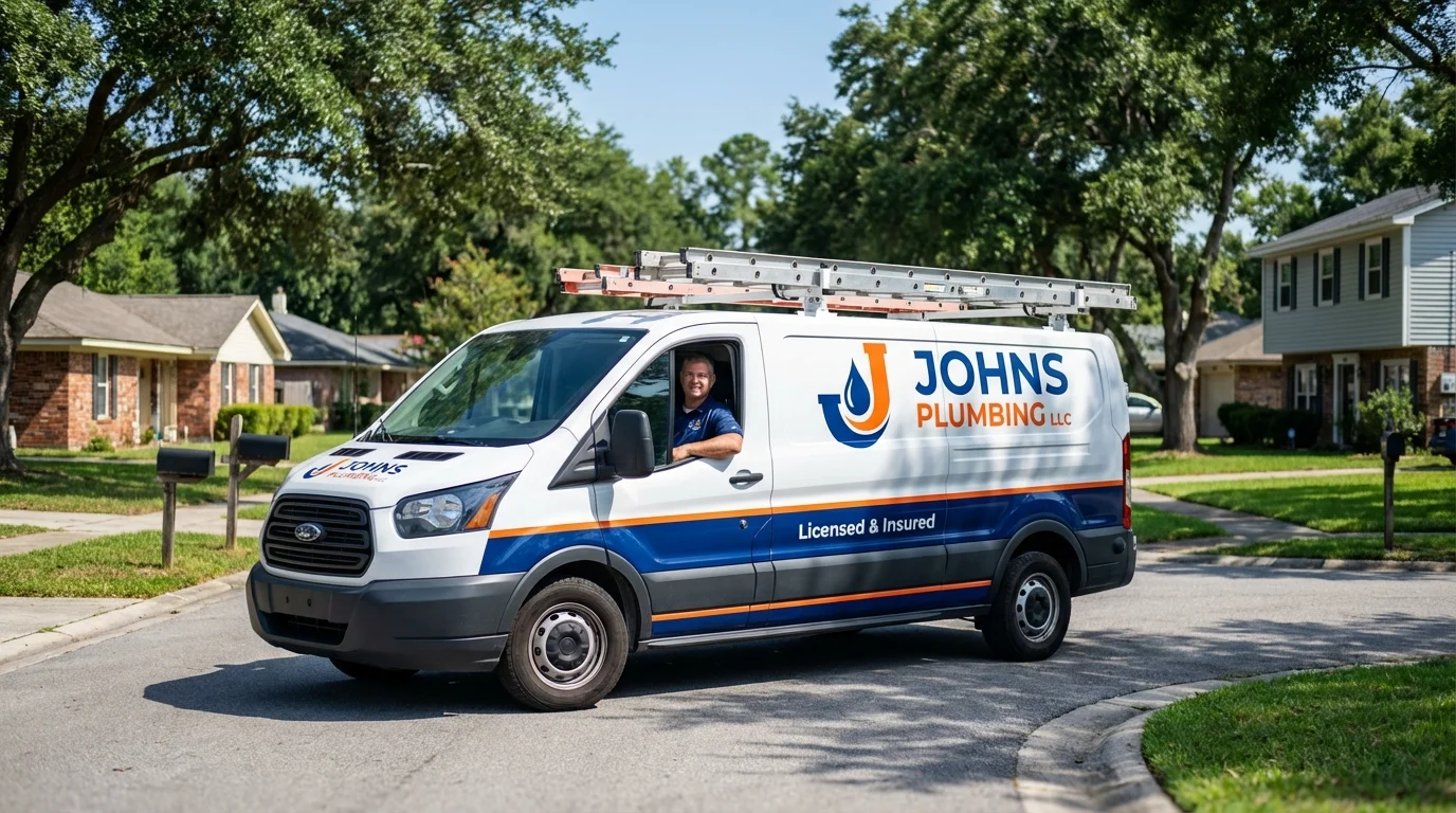 Johns Plumbing LLC service van in Tallassee, AL
