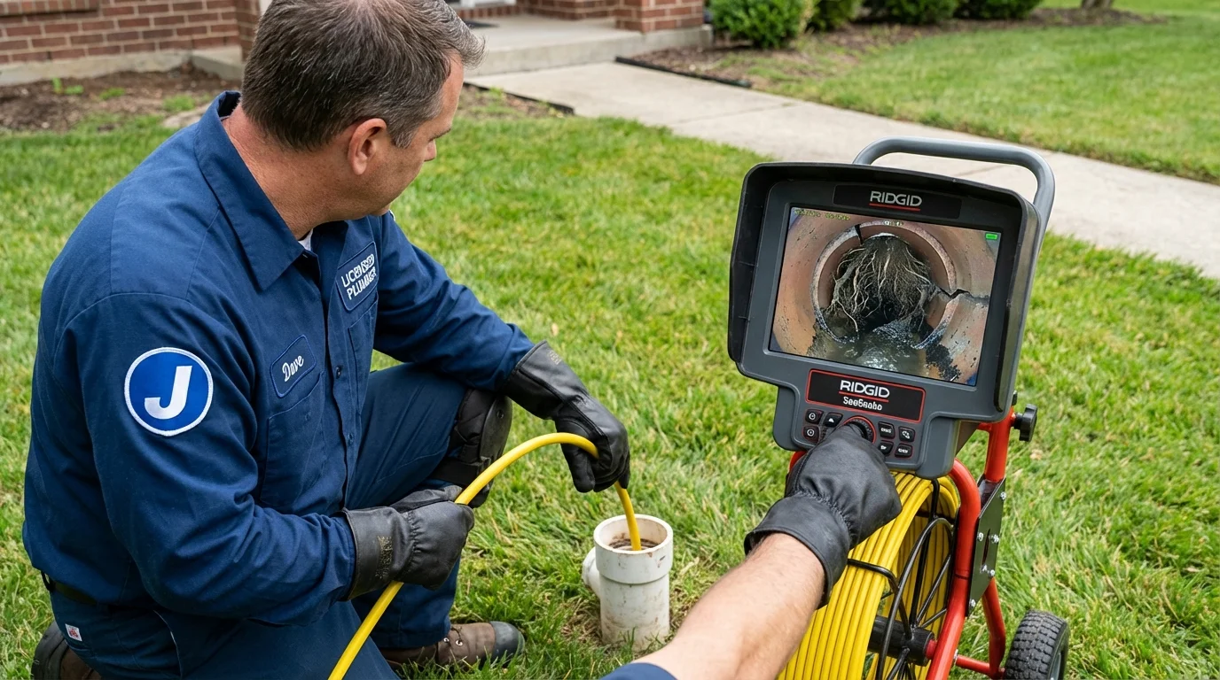 Sewer camera inspection being performed by Johns Plumbing LLC in Tallassee