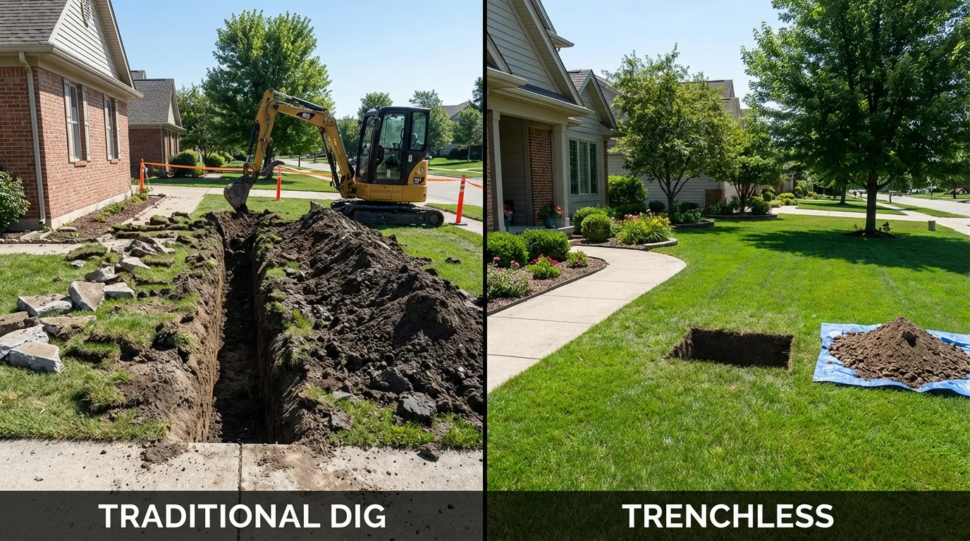 Trenchless sewer repair with minimal yard damage versus traditional excavation in Tallassee, AL